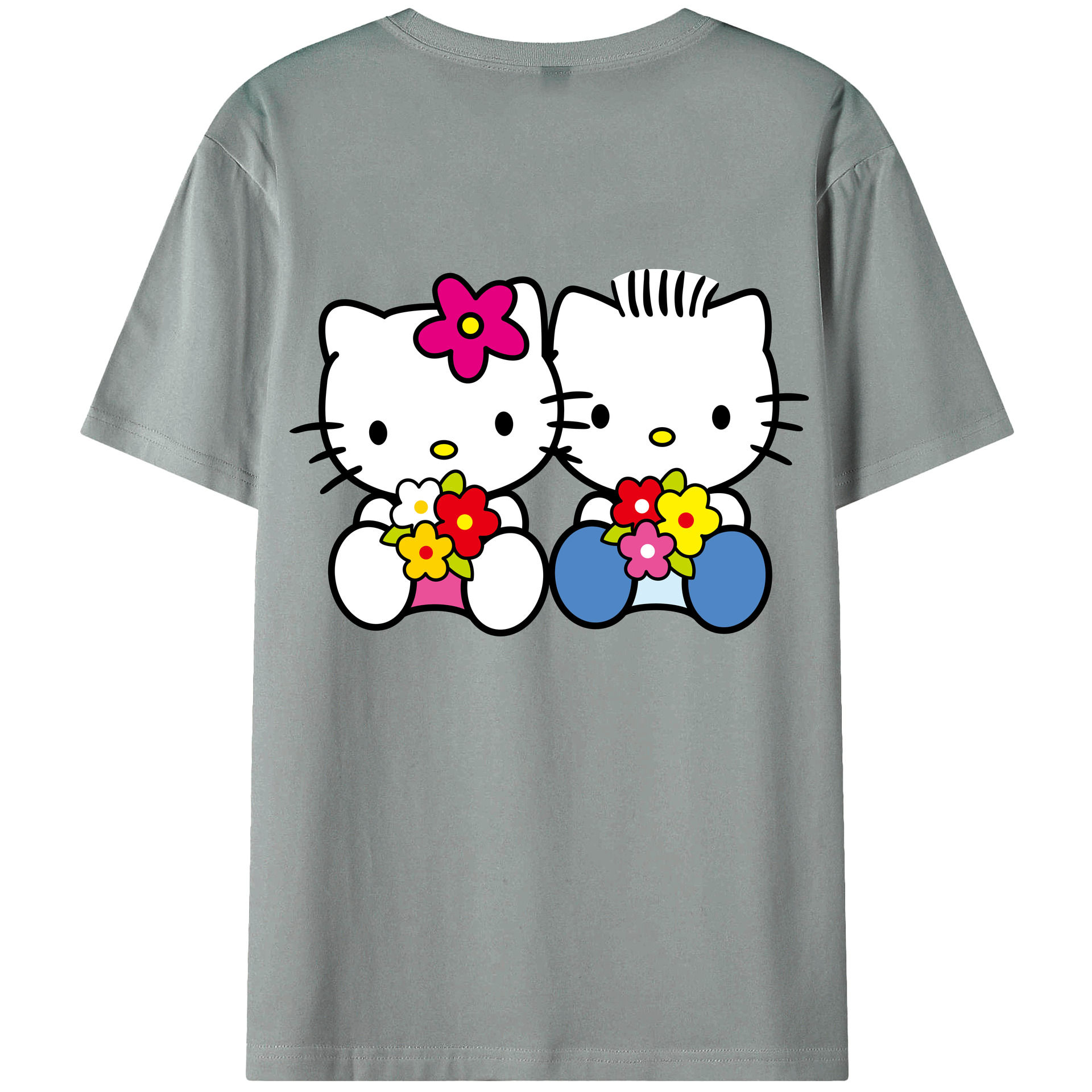 （画像用） Hello Kitty ハローキティ 綿100％ メンズ半袖Tシャツ（バックプリント） 通気性